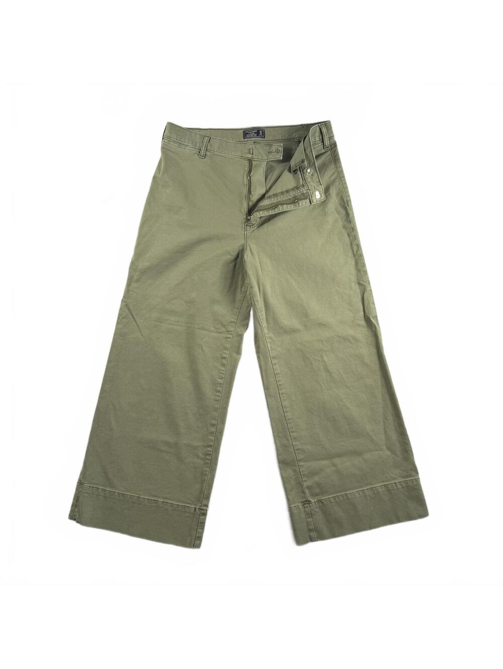 Women's Abercrombie & Fitch Ultra High Rise Crop Wide Leg Pants Olive Green 30
